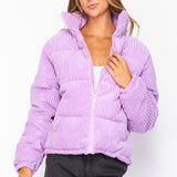 Lavender Corduroy Puffer Jacket