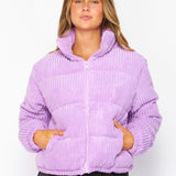 Lavender Corduroy Puffer Jacket