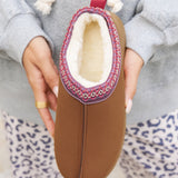 Chestnut Contrast Print Suede Plush Lined Snow Boots