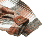 Gold Flame & Grey Plaid Button Up Collared Flannel Shacket