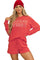 Racing Red Corded MERRY Graphic Long Sleeve Top and Shorts Set