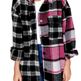Black Plaid Colorblock Loose Shacket
