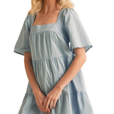 Aemi + Co Square Neck Half Sleeve Tiered Dress