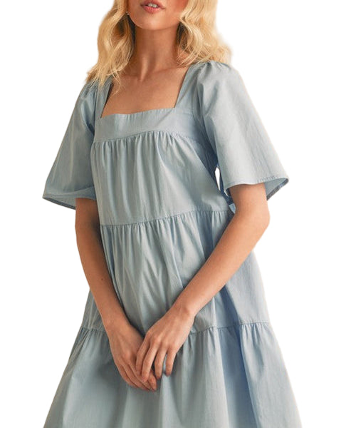 Aemi + Co Square Neck Half Sleeve Tiered Dress