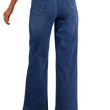 Sail Blue Wide Leg Pocketed High Waist Jeans