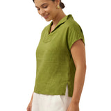 100% Linen Collared Cap Sleeve Top IVY