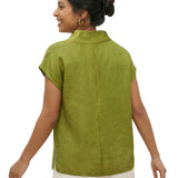 100% Linen Collared Cap Sleeve Top IVY