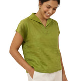 100% Linen Collared Cap Sleeve Top IVY