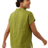 100% Linen Collared Cap Sleeve Top IVY
