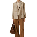 100% Linen Convertible Stand Collar Double Breasted Blazer Jacket NAOMI