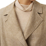100% Linen Convertible Stand Collar Double Breasted Blazer Jacket NAOMI