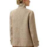 100% Linen Convertible Stand Collar Double Breasted Blazer Jacket NAOMI