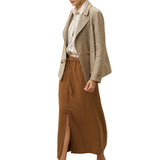 100% Linen Convertible Stand Collar Double Breasted Blazer Jacket NAOMI