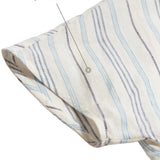 100% Linen Pleated Striped Pullover Top VIA