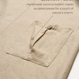 100% Linen Button Front V-Neck Midi Dress NOA