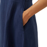 100% Linen Crescent Collar Flutter Sleeve Midi Dress FIONA