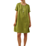 100% Linen Eyelet Short Sleeve Mini Dress LIA