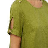 100% Linen Eyelet Short Sleeve Mini Dress LIA