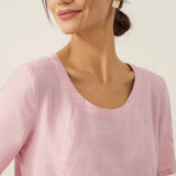100% Linen Round Neck Patch Pocket Midi Dress XENA