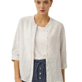 100% Linen Striped Three-Quarter Sleeve Shirt SKYLAR