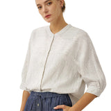 100% Linen Striped Three-Quarter Sleeve Shirt SKYLAR