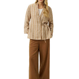 100% Linen Striped Wrap Jacket GENESIS