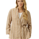 100% Linen Striped Wrap Jacket GENESIS