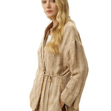100% Linen Striped Wrap Jacket GENESIS