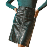 Bordeaux Faux Leather Zip Up Pencil Skirt