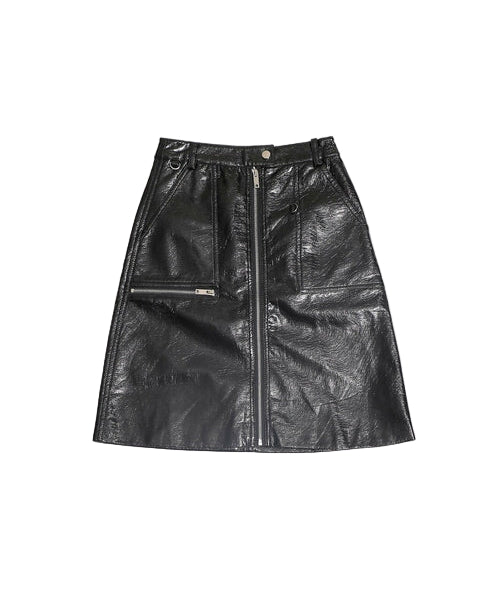 Bordeaux Faux Leather Zip Up Pencil Skirt