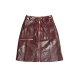 Bordeaux Faux Leather Zip Up Pencil Skirt
