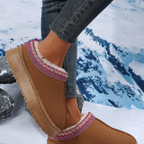 Chestnut Contrast Print Suede Plush Lined Snow Boots