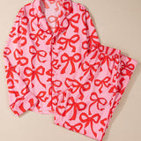 Pink Bow Sleeve Pajama Set