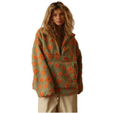 Winter Flowers Lambskin Sweatshirt Women | Cozy Zip-Up Pocket Pullover