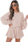 Jet Stream Corded Lantern Sleeve Top High Waist Ruffled Mini Skirt Set