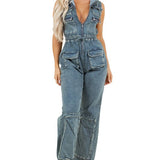 WOMEN FASHION DENIM CARGO STYLE JUMPSUIT