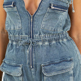 WOMEN FASHION DENIM CARGO STYLE JUMPSUIT