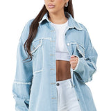 WOMEN FASHION OVERSIZE DENIM SHIRT