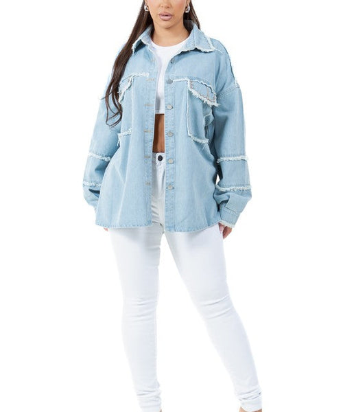 WOMEN FASHION OVERSIZE DENIM SHIRT