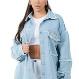 WOMEN FASHION OVERSIZE DENIM SHIRT