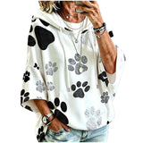 Women's Graphic Print Drawstring Hoodie – Three-Quarter Sleeves