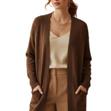 Longline Open-Front Cardigan | Oversized Knit with Patch Pockets