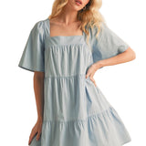 Aemi + Co Square Neck Half Sleeve Tiered Dress