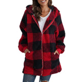 Plaid Hooded Zip-Up Oversized Jacket