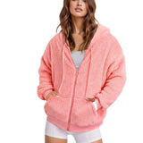 Long Zip-Up Hoodie – Soft Cotton Velvet, Oversized Fit
