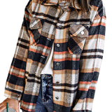 Geometric Plaid Print Pocketed Shacket
