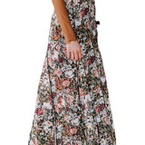 Brown Floral Print High Waist Maxi Skirt