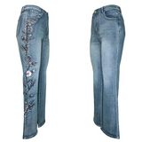 Women's High-Waist Vintage Stretchy Slim-Fit Flared Denim Pants