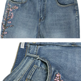 Women's High-Waist Vintage Stretchy Slim-Fit Flared Denim Pants
