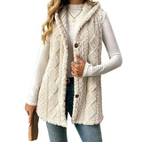 Textured Sleeveless Hooded Vest